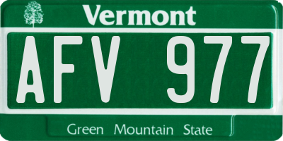 VT license plate AFV977