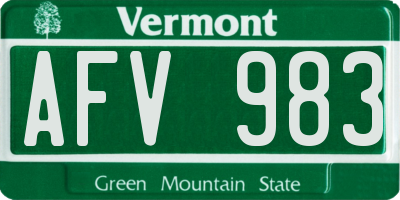 VT license plate AFV983