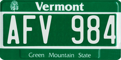 VT license plate AFV984