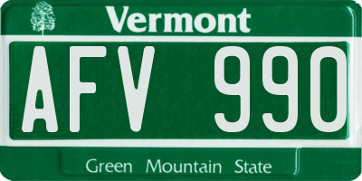 VT license plate AFV990