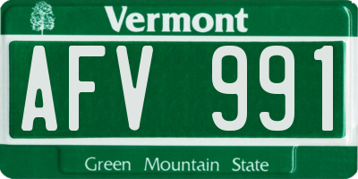 VT license plate AFV991