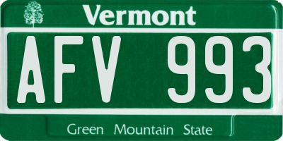 VT license plate AFV993