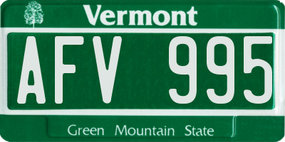 VT license plate AFV995