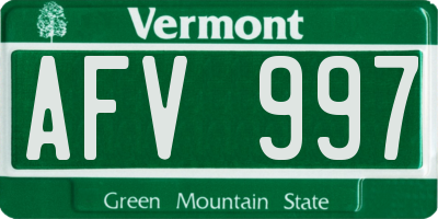 VT license plate AFV997
