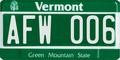VT license plate AFW006