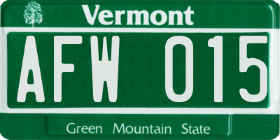 VT license plate AFW015