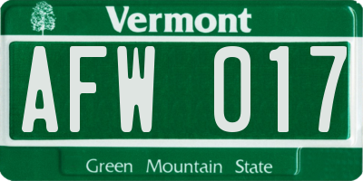 VT license plate AFW017
