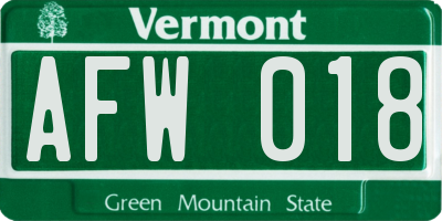 VT license plate AFW018