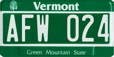VT license plate AFW024