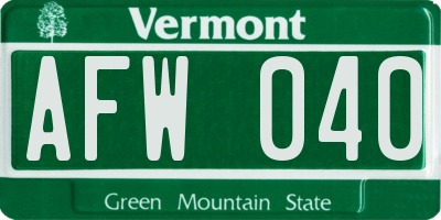 VT license plate AFW040