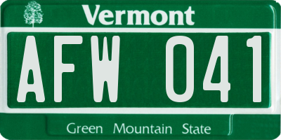 VT license plate AFW041