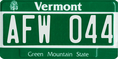 VT license plate AFW044