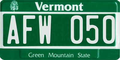 VT license plate AFW050