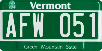 VT license plate AFW051