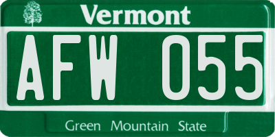 VT license plate AFW055