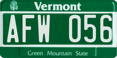 VT license plate AFW056