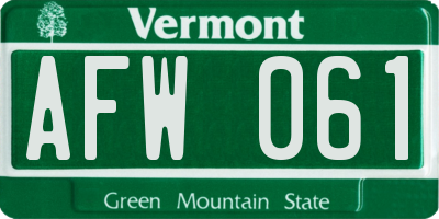 VT license plate AFW061