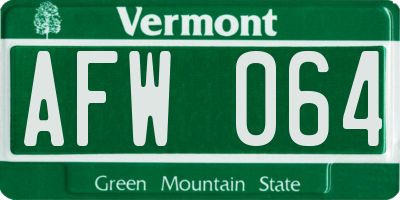 VT license plate AFW064