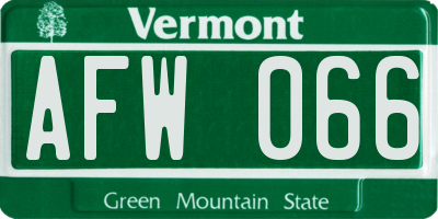 VT license plate AFW066