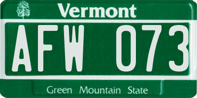 VT license plate AFW073