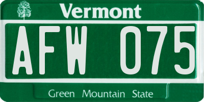 VT license plate AFW075