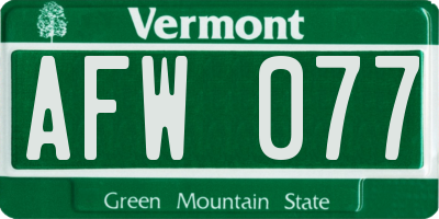 VT license plate AFW077