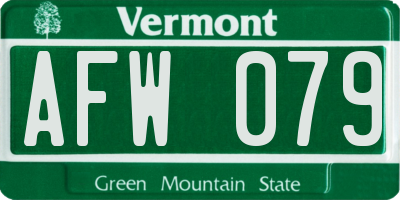 VT license plate AFW079