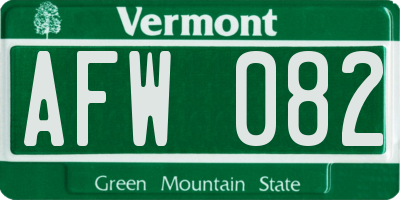 VT license plate AFW082