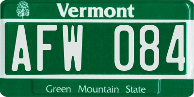 VT license plate AFW084