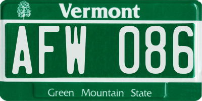 VT license plate AFW086