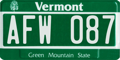 VT license plate AFW087