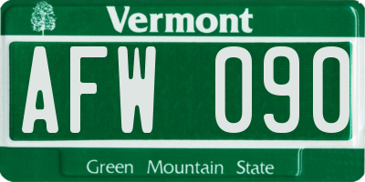 VT license plate AFW090