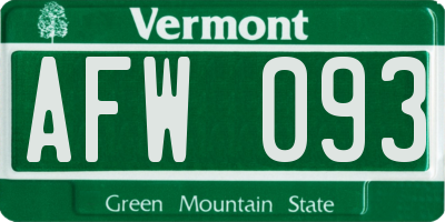 VT license plate AFW093