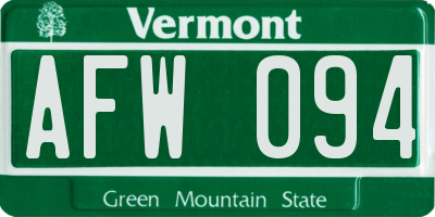 VT license plate AFW094