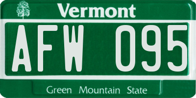 VT license plate AFW095