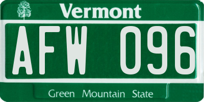 VT license plate AFW096