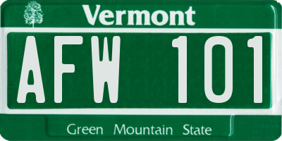 VT license plate AFW101