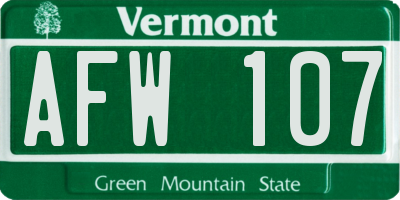 VT license plate AFW107