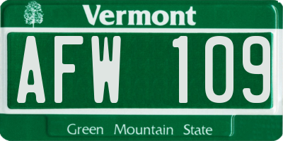 VT license plate AFW109