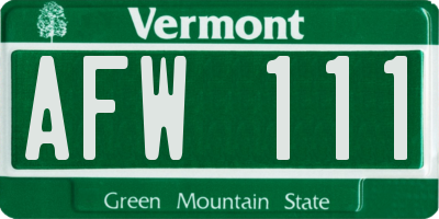 VT license plate AFW111