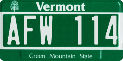 VT license plate AFW114