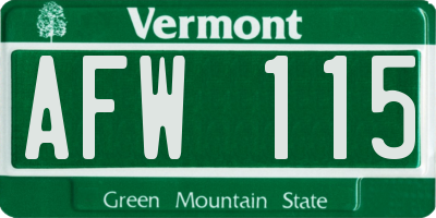 VT license plate AFW115