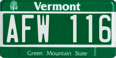 VT license plate AFW116