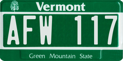 VT license plate AFW117