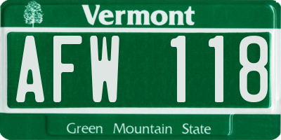 VT license plate AFW118