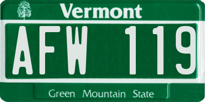 VT license plate AFW119