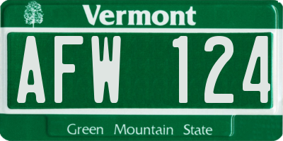 VT license plate AFW124