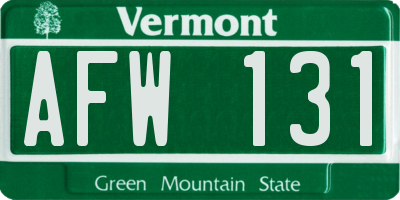 VT license plate AFW131