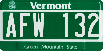 VT license plate AFW132