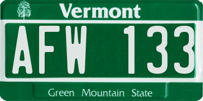 VT license plate AFW133